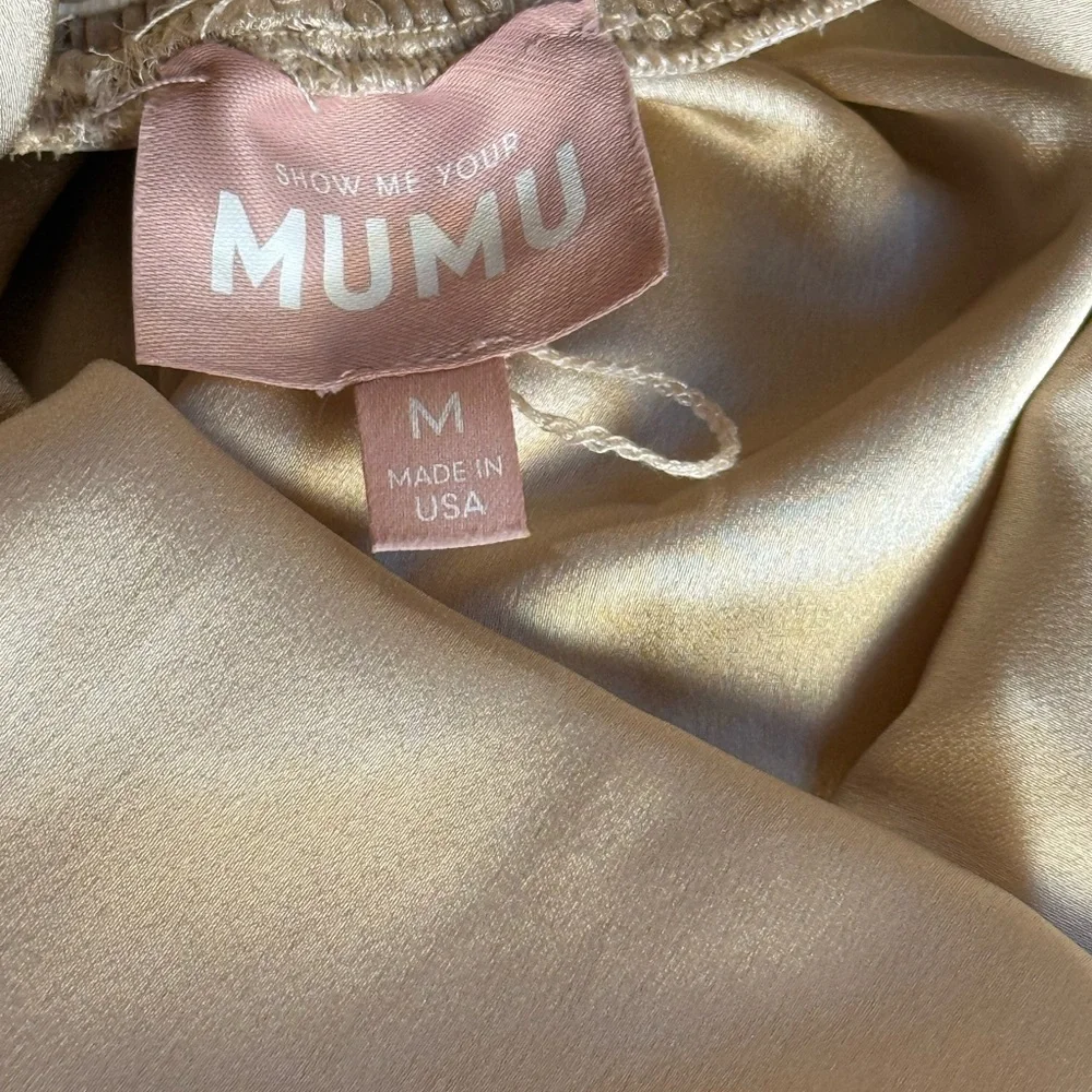 Show‎ Me Your Mumu Claire Champagne Luxe Satin Midi Dress Polyester Med